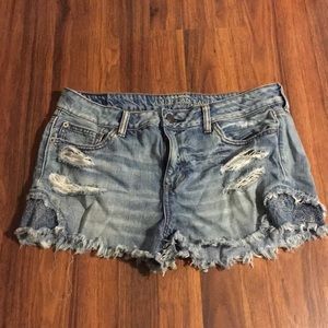 american eagle flower denim shorts